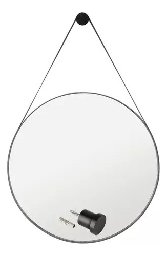 Espelho Redondo 40cm Decorativo + Kit Suporte Para Parede
