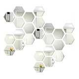 Pegatinas De Pared Con Espejo Hexagonal, 24 Unidades, Pegati