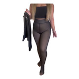 Calza Panty Efecto  Piel Con Polar Para Invierno Y Talonera 