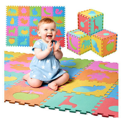20 Piezas Fomi Para Piso Foamy Tapete Didáctico Bebés Niños Multicolor Animales Y Frutas
