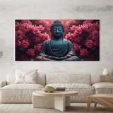 Quadro Sala Buda Flor De Lottus Buddha Decorativo 100x50