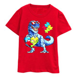 Camiseta Adulto E Infantil Dinossauro Autismo 100% Algodão