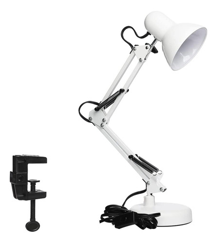 Luminária De Mesa Dapon At-1002 Articulada Abajur Modelo Pixar Com Base E Garra Cor Branca