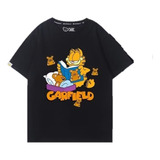 Camiseta De Manga Corta Algodón Puro Garfield Gato Lee Libro