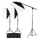 Kit Iluminação Estudio 3 Softbox + Girafa + 2 Bocal Simples 110v/220v