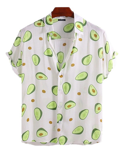 Camisa Hombre De Manga Corta Con Estampado De Aguacate