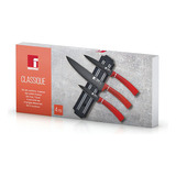 Set 3 Cuchillos + Barra Magnetica Acero Inox Rojo Classique