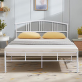 Base Cama Queen 14 Plataforma Metal Blanca Cabecero Listones