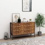 Gjhome Industrial Style Double, Rustic Brown Wood Dresser C.