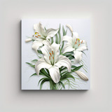 Arte 3d Lirios Blancos: Decoración De Cocina 50x50cm Flores