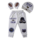 Ropa Bebé Pantalon Gorro Y Manoplas Cuervo Baltimore Ravens 