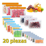 20 Piezas Bolsas Ziploc De Reutilizables Para Alimentos