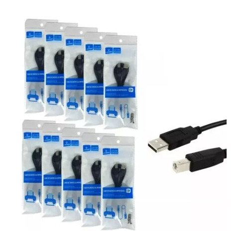 Kit 10 Cabos Usb 2.0 Para Impressora - Hp - Samsung 