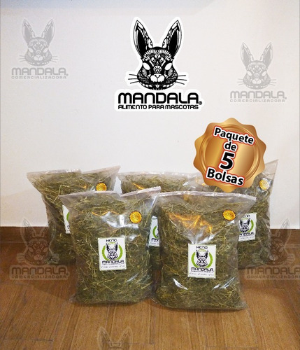 Heno De Alfalfa Mandala 5 Bolsas (conejo,chinchilla,hamster)