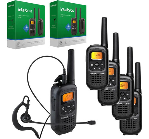 Kit 4 Rádio Comunicador Intelbras Rc4002 Com Fone Reforçado