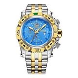 Relojes De Cuarzo Con Calendario De Lujo Temeite Fashion Color Del Fondo Azul