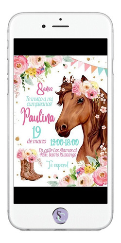 Invitación Cumpleaños Tarjeta Digital Caballo Pony 