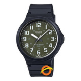 Reloj Casio Hombre Caballero Mw-240 Analogico Correa Caucho Color Del Fondo Verde Oscuro Con Blanco Mw2403b