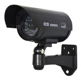 Cámara Cctv Falsa De Seguridad Negra Impermeable Ir Le...