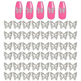 Dijes De Uñas De Mariposa Plateada, 50 Piezas De Dijes De Uñ