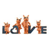 4 Figuras De Bulldog Francés Con Forma De Animal Love, Decor