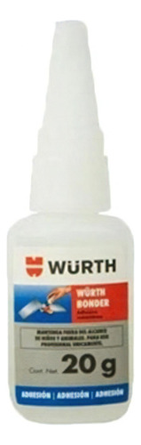 Adhesivo Cianocrilato Super Glue Wurth 20g Color Transparente