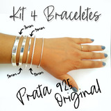 Kit Pulseiras Feminina Com 4 Braceletes Rigido Prata 925