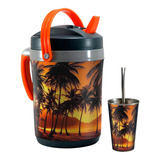 Set Terere Termo Vaso Bombilla, Playa Palmeras