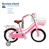 Bicicleta Infantil Para Niña Rodada 16 Con Ruedas Auxiliares Color Rosa Tamaño Del Cuadro 16