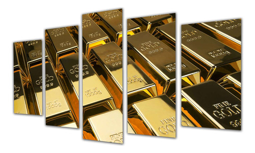 Cuadro 60x100cm Oro Gold Barra Lingotes Dinero Dorado P4