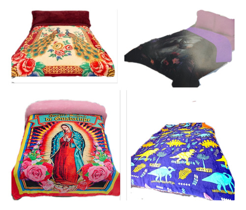 5 Cobertores Con Borrega Matrimonial Mayoreo Surtidos