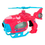 Brinquedo Helicoptero Bolhas De Sabão Automáticas Bolinhas Cor Rosa