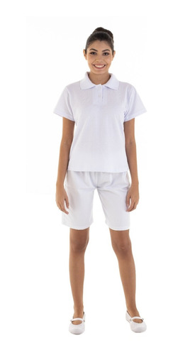 Uniforme Bermuda De Brim E Camisa Pólo Babá Cuidadora