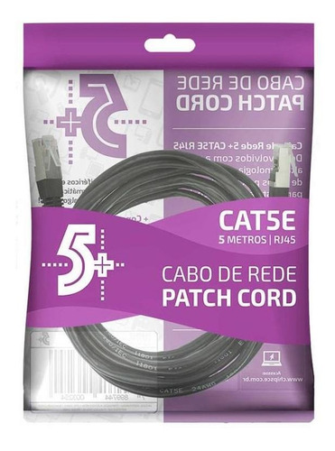 Cabo De Rede Rj45 Patch Info - Patch Cord Cat5e Ftp - 5m