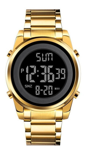 Relógio Masculino Skmei Digital 1611 Sk40161 Dourado Cor Do Fundo Preto