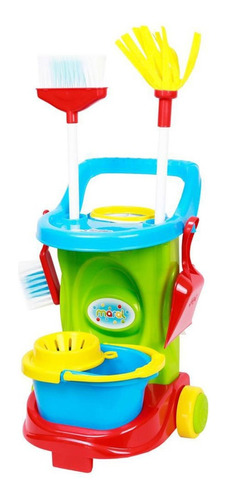 Kit Limpeza Infantil Vassoura Rodo Pá Balde Mop Car - Usual