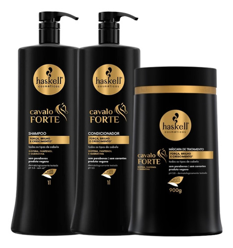  Cavalo Forte Haskell Kit Shampoo Condicionador Mascara 1l 