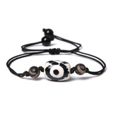 Pulsera Ajustable Cuentas Dzi Tibetana Agata Natural Unisex