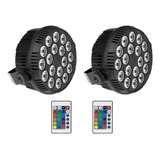 Kit 2 Refletores Led Mini Slim 18 Leds Rgb 3w Efeito Strobo 110 A 240v