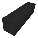 Recamier Baú Cama King 1,95 Estofado Courino Preto Sapateira