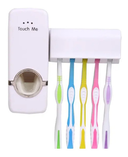 Dispenser Creme Dental + Porta Escova Suporte Para 5 Escovas