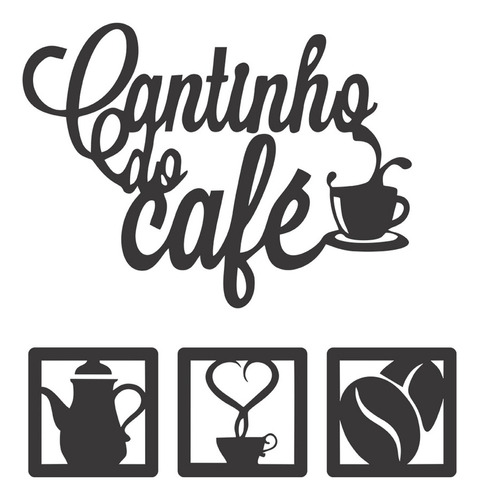 Kit Cantinho Do Café 4 Peças Quadros Decorativos Cozinha Mdf