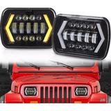 2 Opticas Led 7 PuLG 85w H4 Rectangular Jeep Hilux 12/24v 