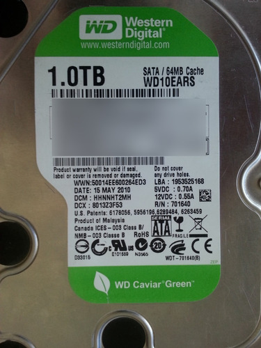 Disco Western Digital Wd10ears-00z5b1 1tb 172-recuperodatos