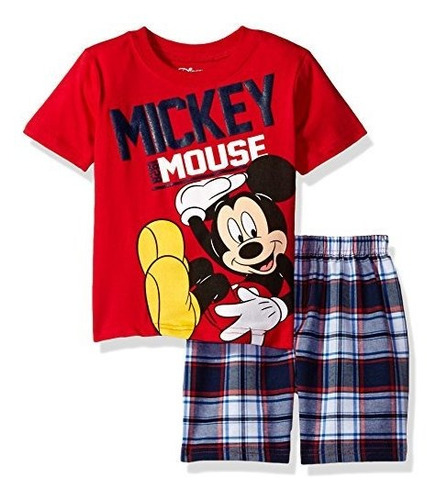 Conjunto Corto A Cuadros De Mickey Mouse De Disney Para Niño