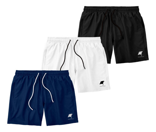 Kit 3 Shorts Bermuda Masculina Básico Mauricinho Tactel