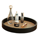 Bandeja Organizador De Baño Maquillaje Servir Madera Rattan 