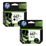 Cartuchos Hp 667xl Negro + Col Orig 2374 2776 2779 6475 6476