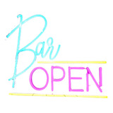 Letrero Led Neon Bar Open Abierto Ancho 35cm Luminoso