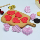 Set Cortadores Con Sello Para Fondant Galletas Corazones